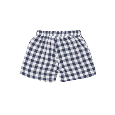 Navy Gingham Muslin Shorts