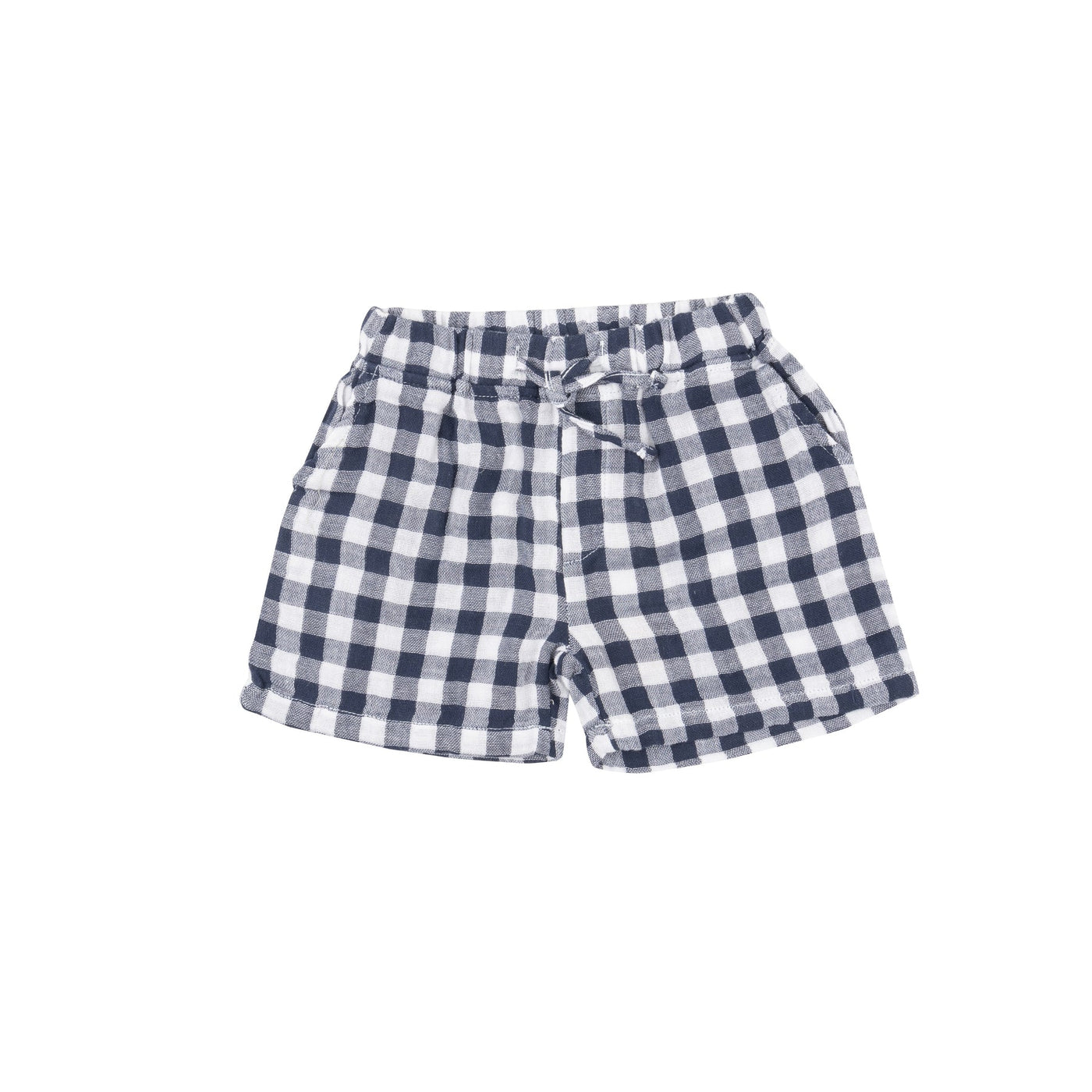 Navy Gingham Muslin Shorts