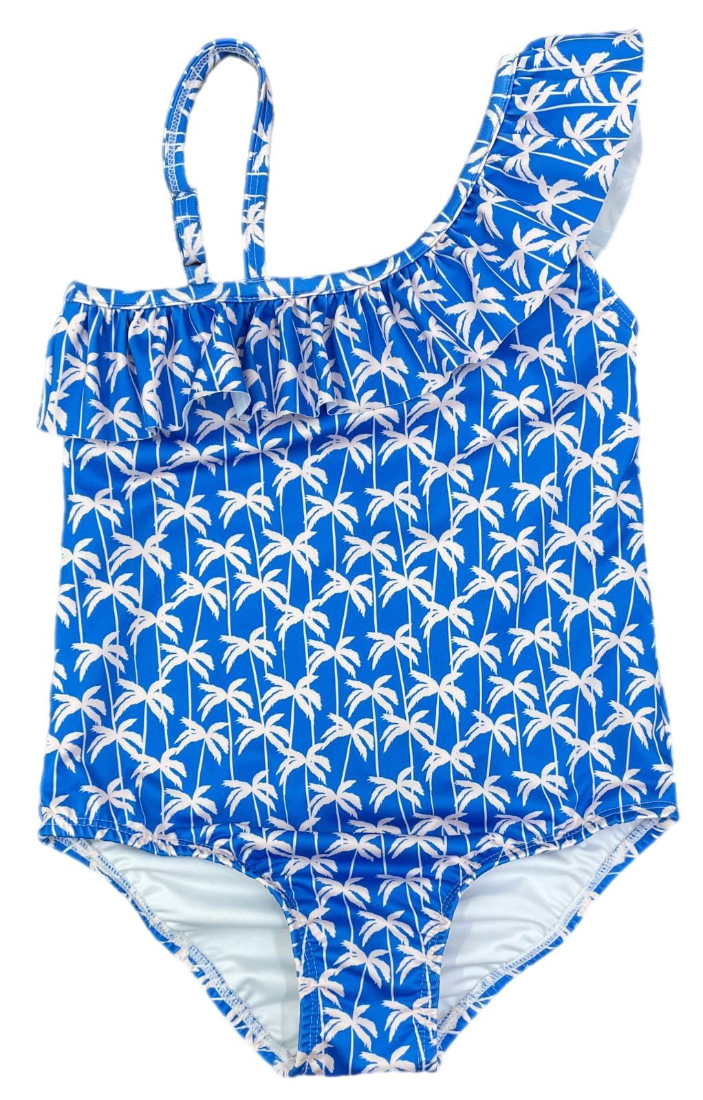 One Piece One Shoulder Palm Tree Swimsuit