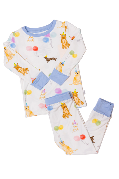 Dog Party 2 Piece Pajama- Blue