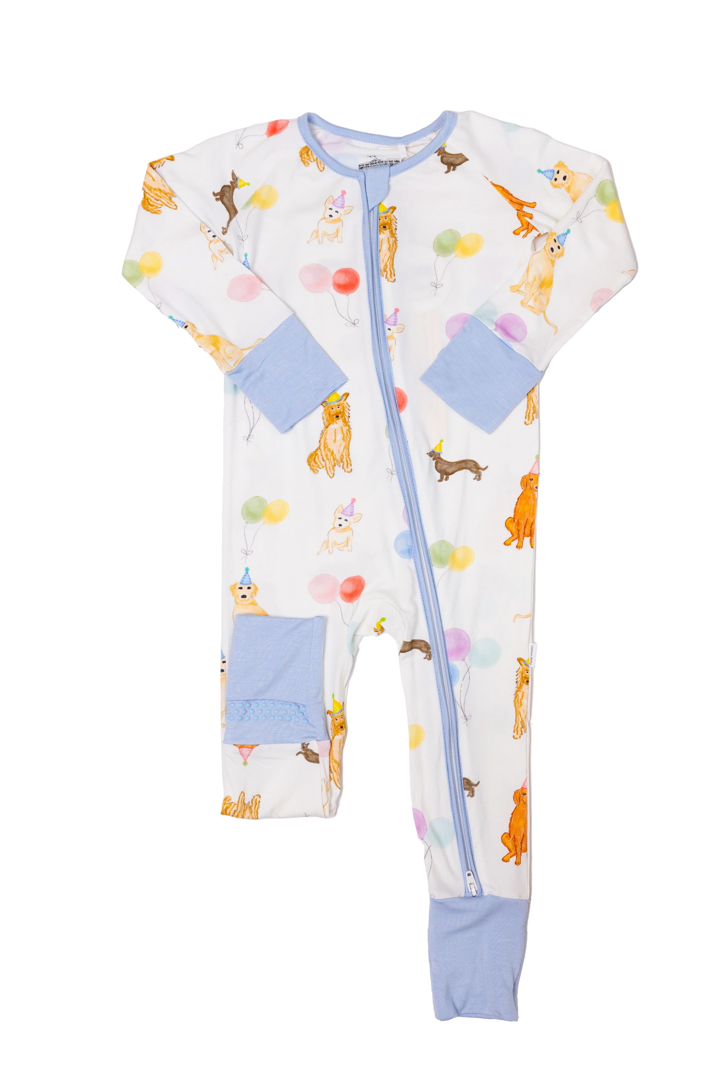 Dog Party Sleep Romper- Blue