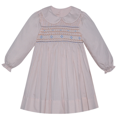 Juliette Khaki Dress - Blue Smocking