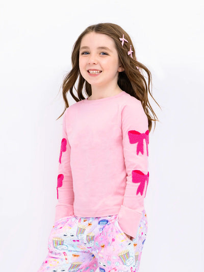 Bow Appliqué Long Sleeve Top