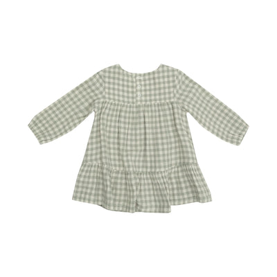 Mini Green Gingham Smocked Dress with Leggings