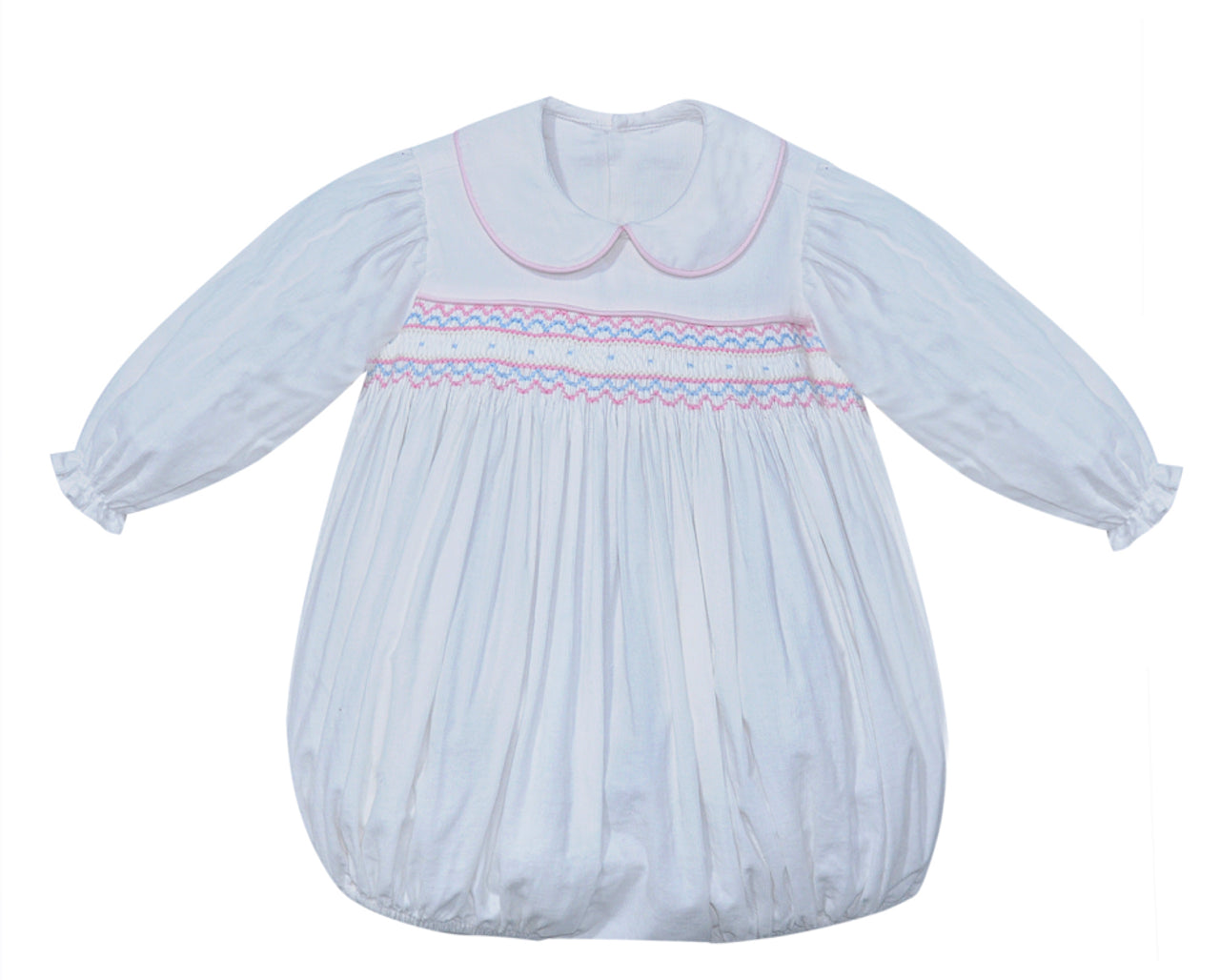 Cream with Pink and Blue Smocking Francis Bubble