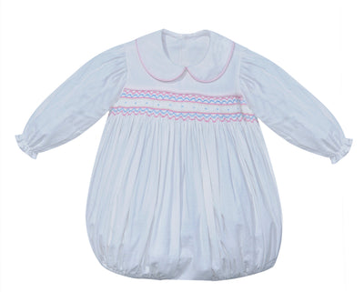 Cream with Pink and Blue Smocking Francis Bubble