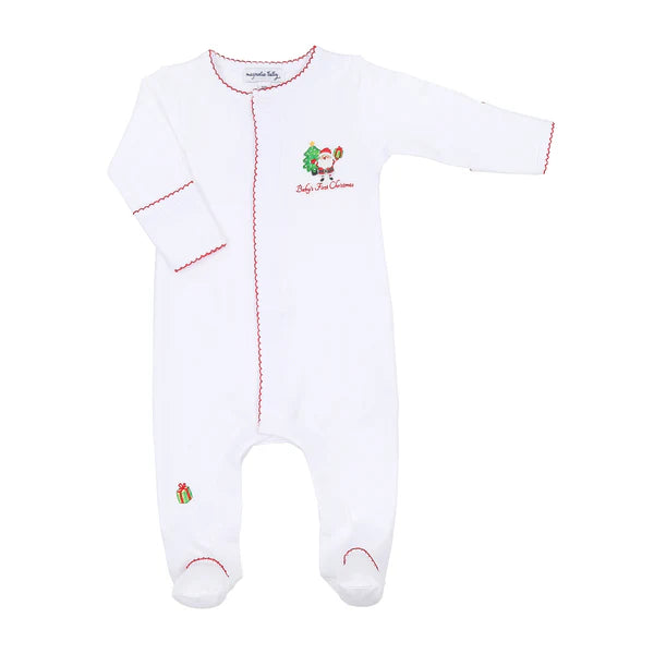 Jolly Holiday Embroidered Baby's First Christmas Footie