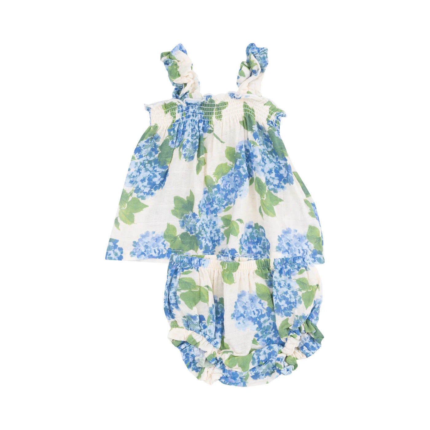 Watercolor Hydrangeas Ruffle Strap Top and Bloomer Set