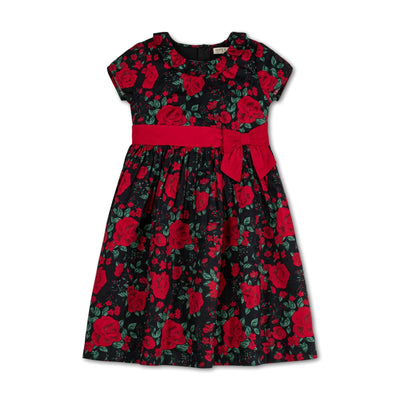 Holiday Rose Ruffle Collar Party Dress