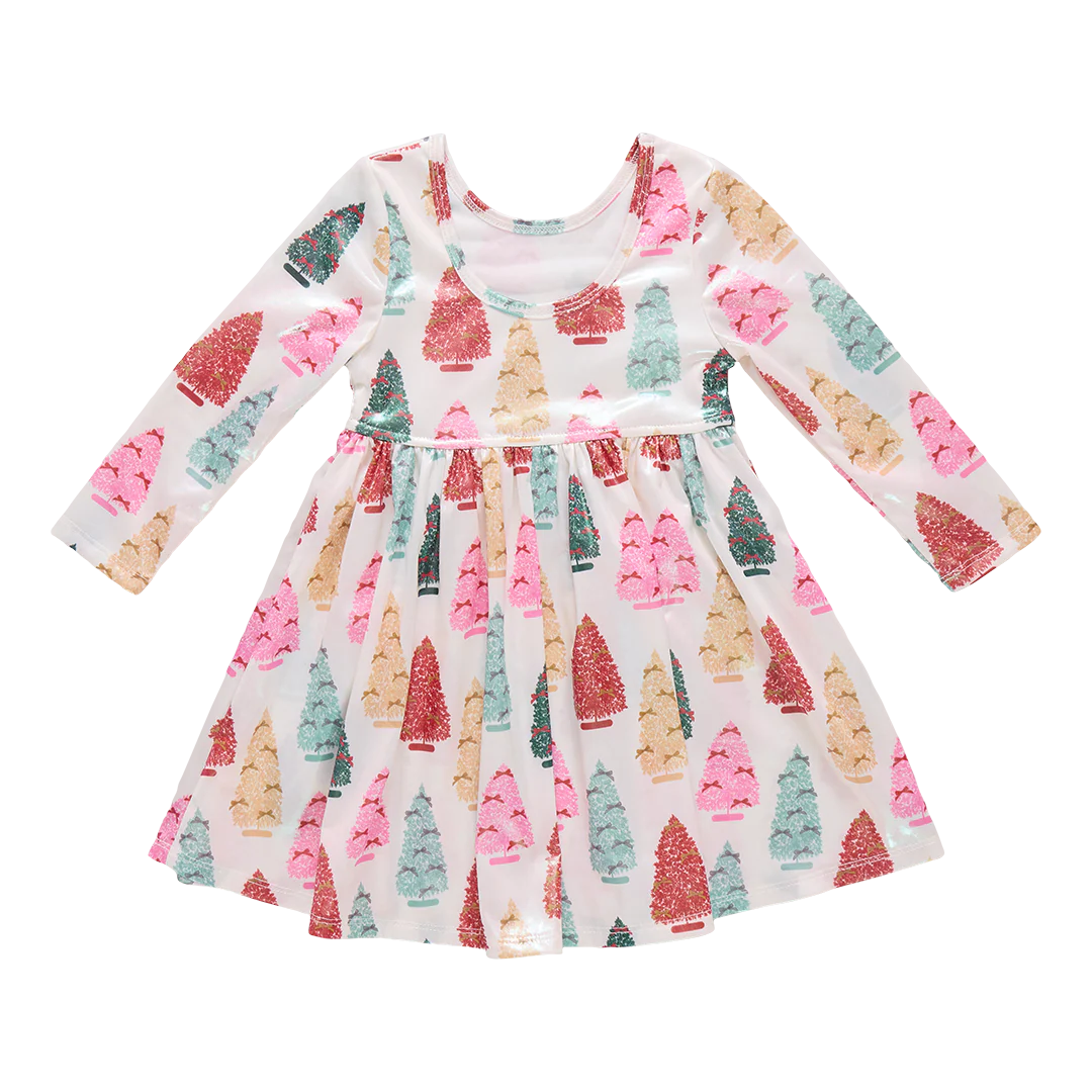 Girls Lame Steph Dress - Bottle Brush Trees