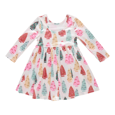 Girls Lame Steph Dress - Bottle Brush Trees