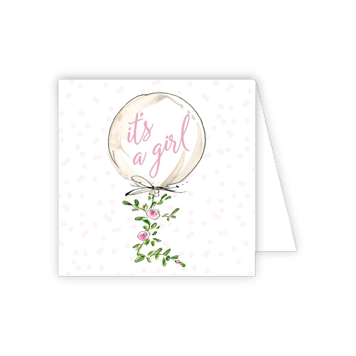 It's A Girl Welcome Little One Balloon Enclosure Card