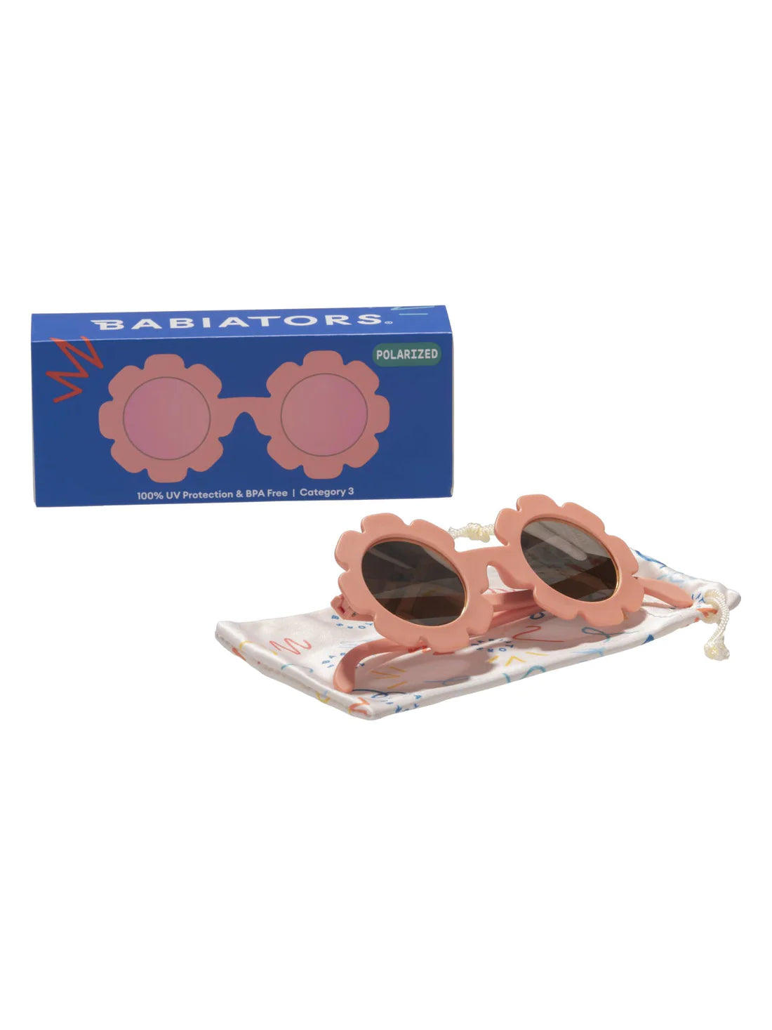 Flower Peachy Keen Polarized Sunglasses with Rose Gold Mirrored Len