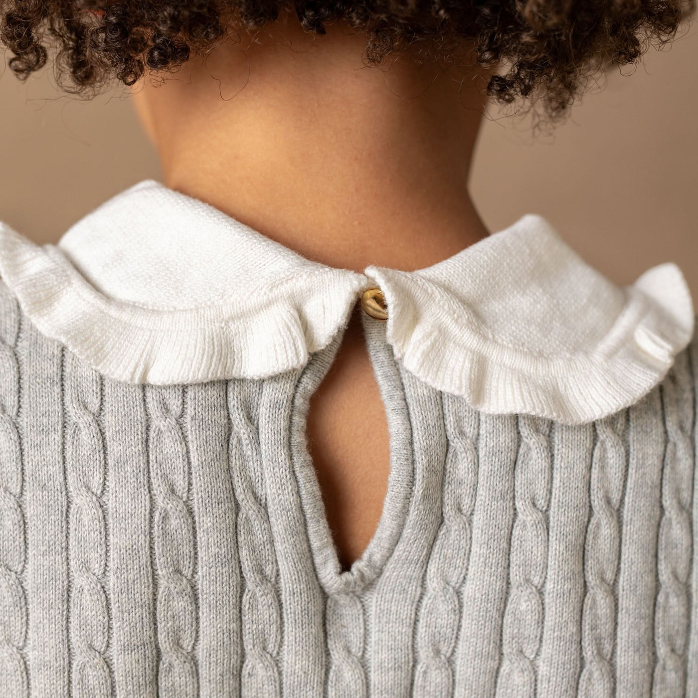 Gray Heather Cable Organic Peter Pan Collar Sweater Dress