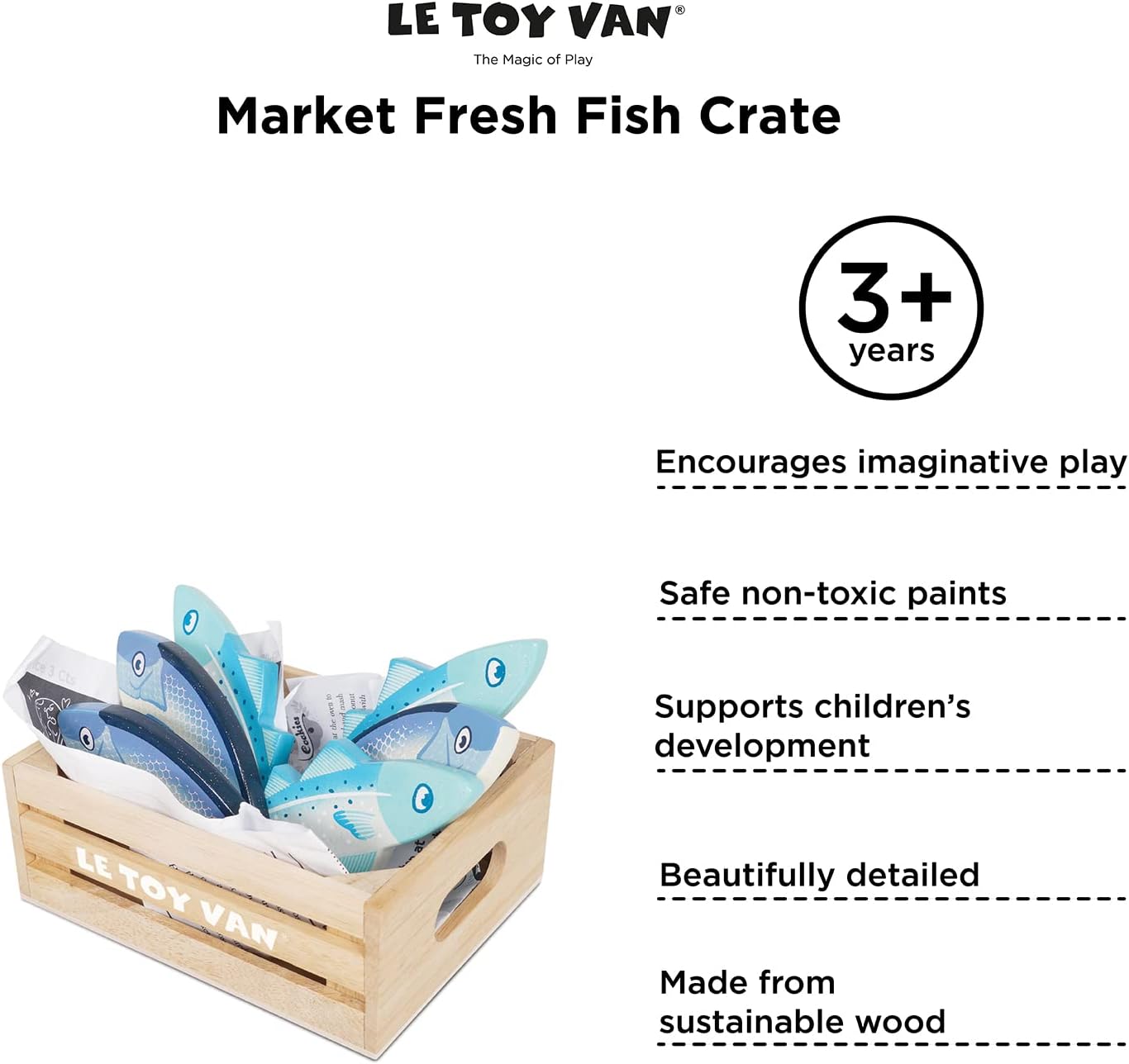 Market Fish Wooden Play Food Crate