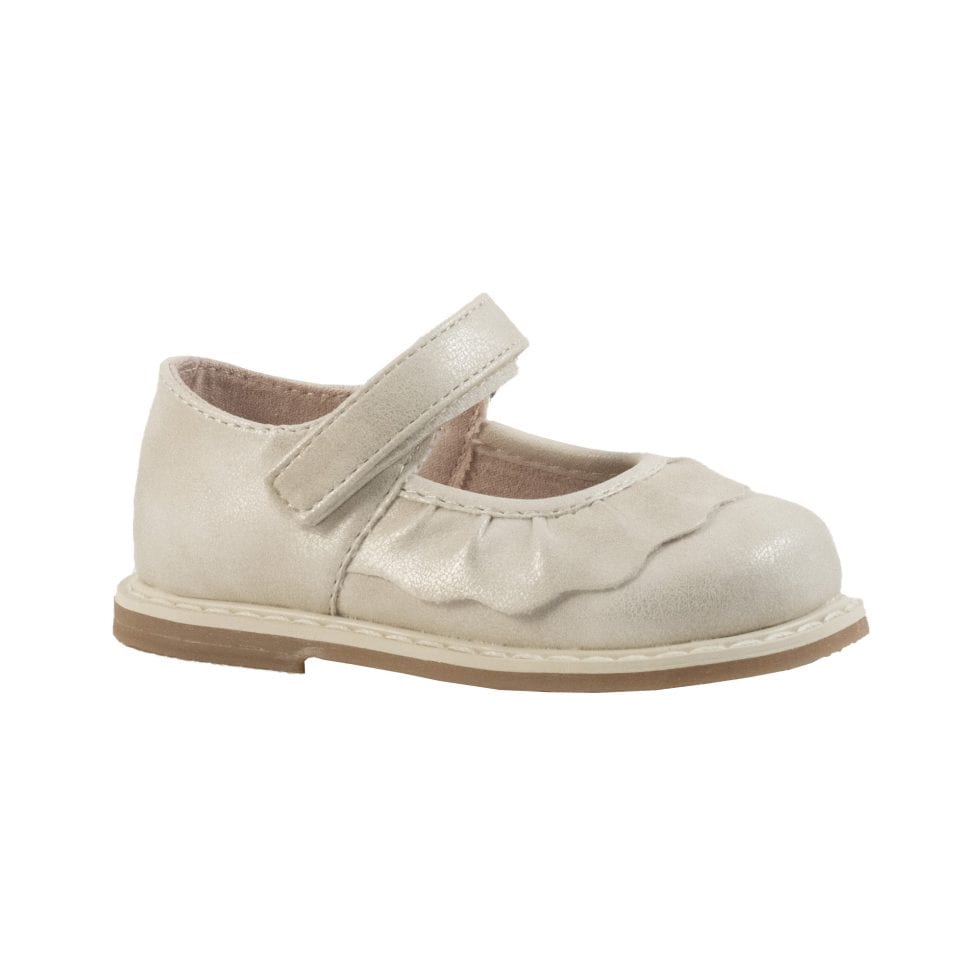 Ivory Shimer Mary Jane Shoe with Ruffle