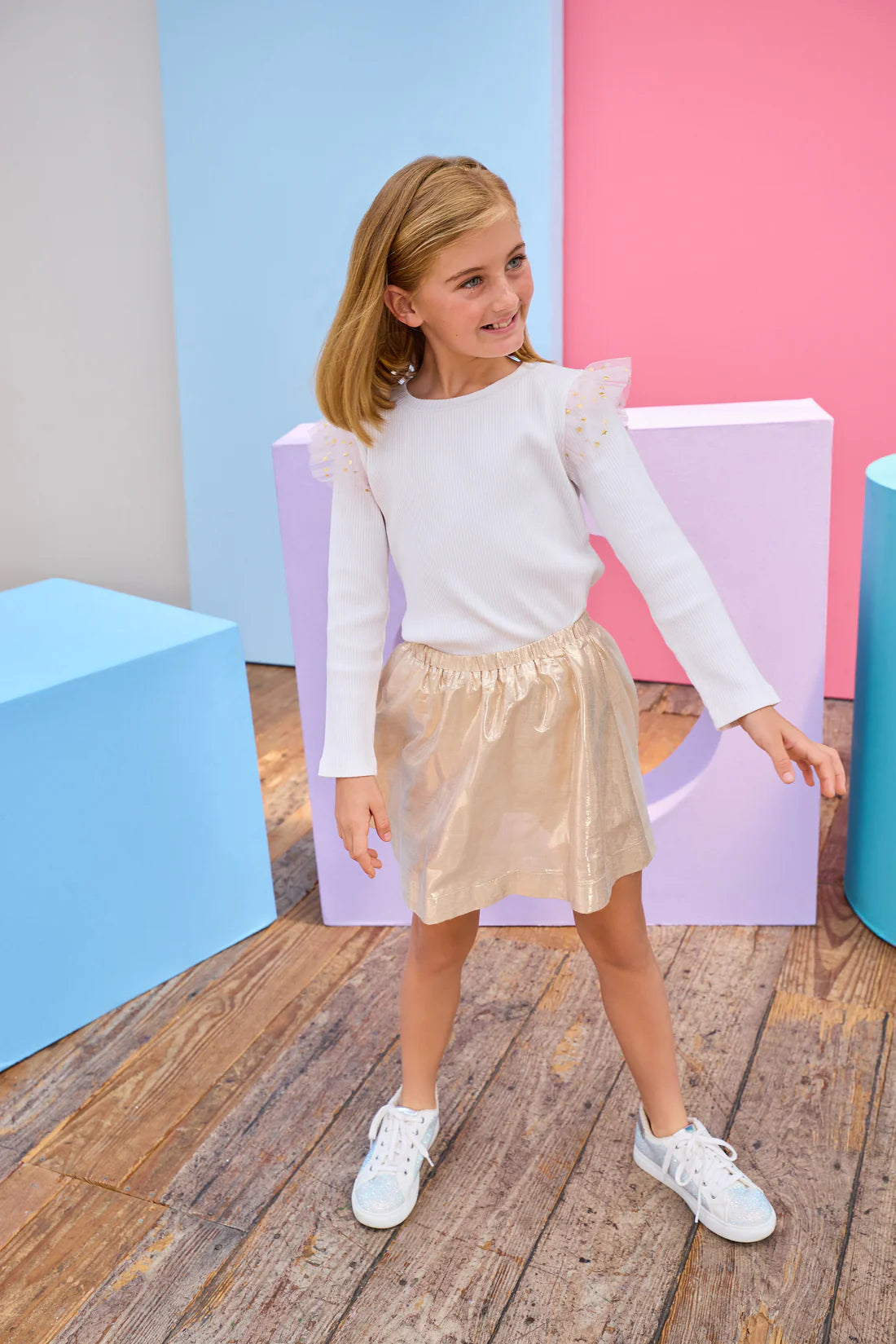 Sadie Top - Pink & Gold Sparkle Stars
