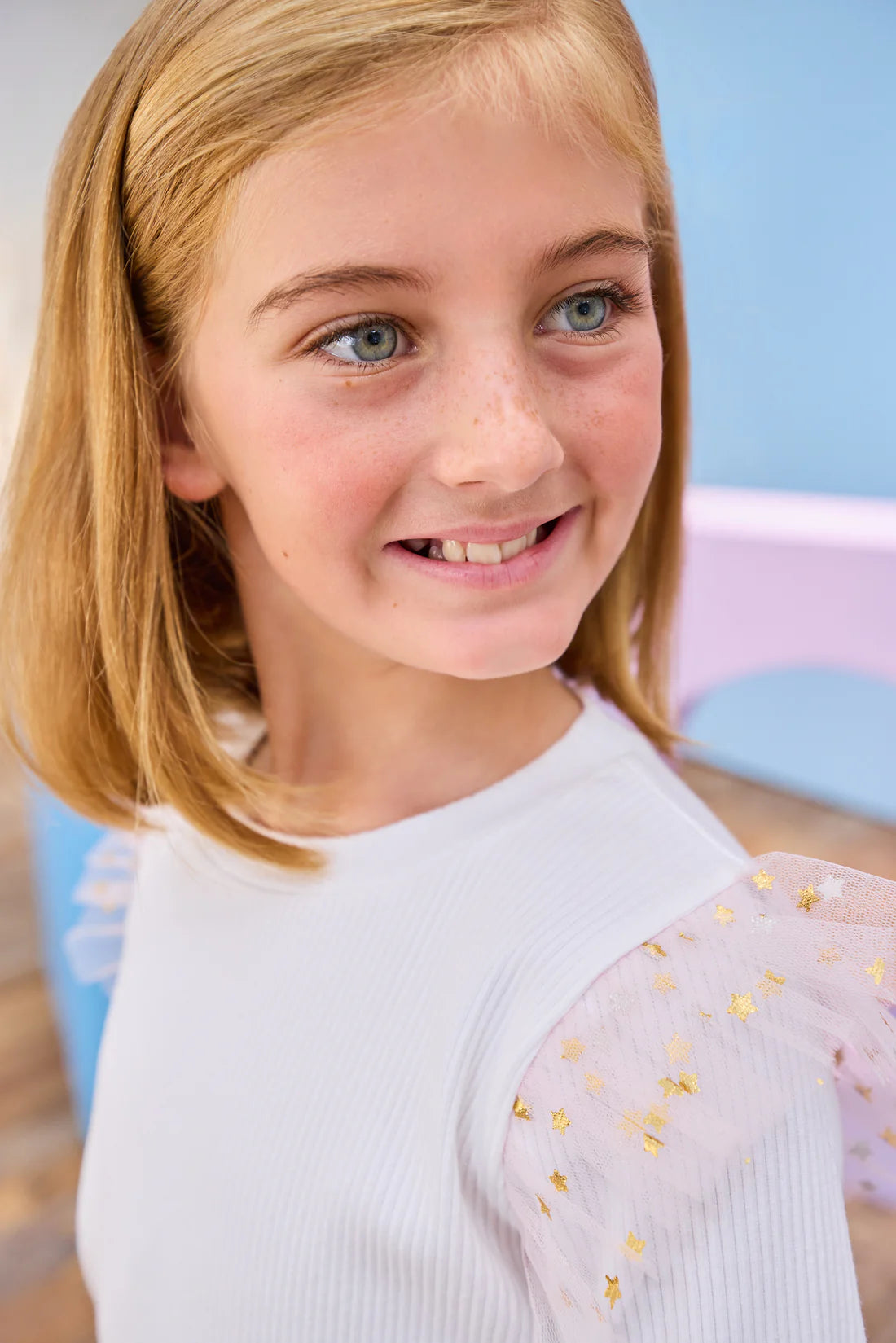 Sadie Top - Pink & Gold Sparkle Stars
