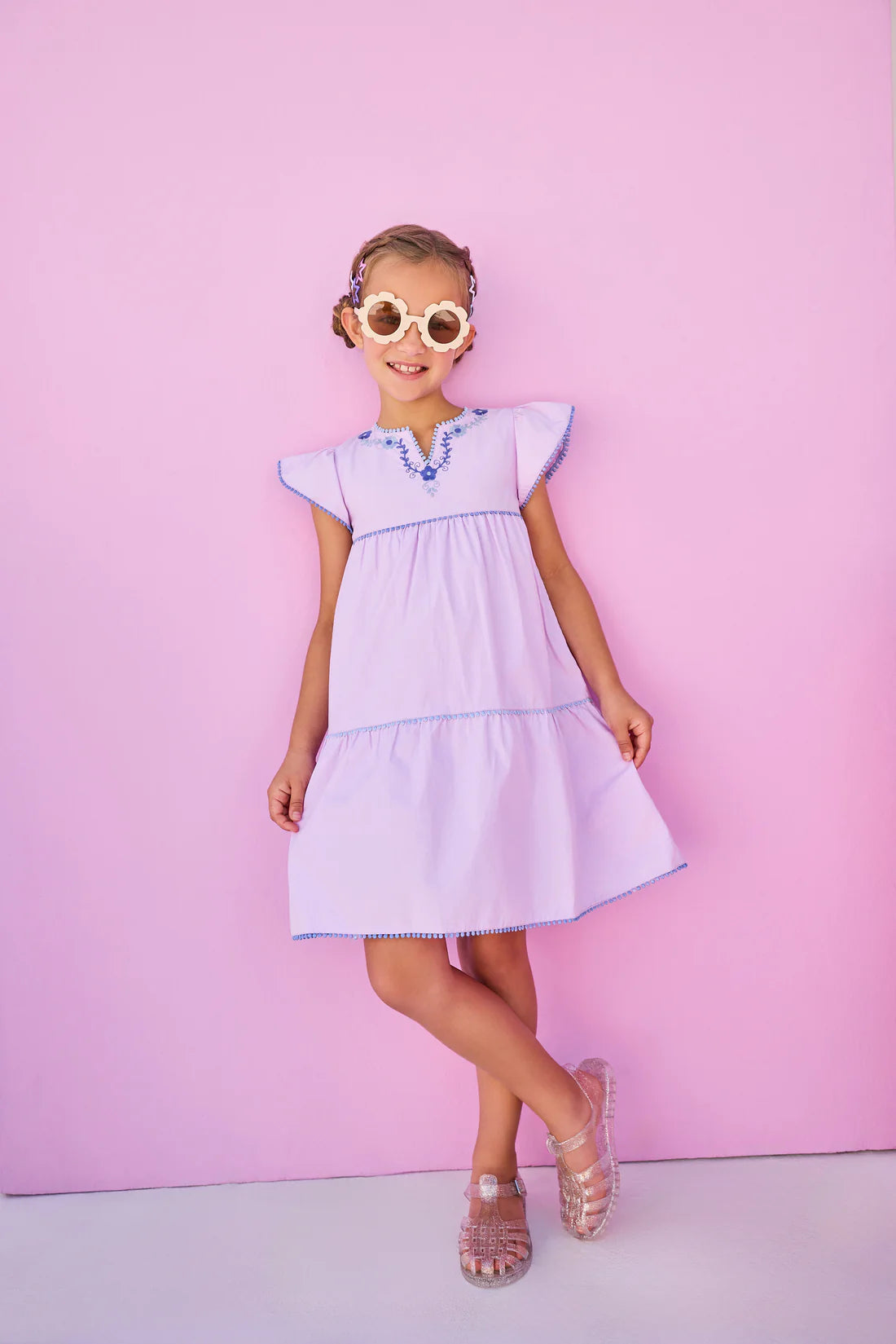 Positano Dress - Hydrangea Embroidery