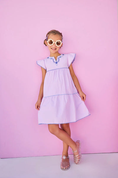 Positano Dress - Hydrangea Embroidery