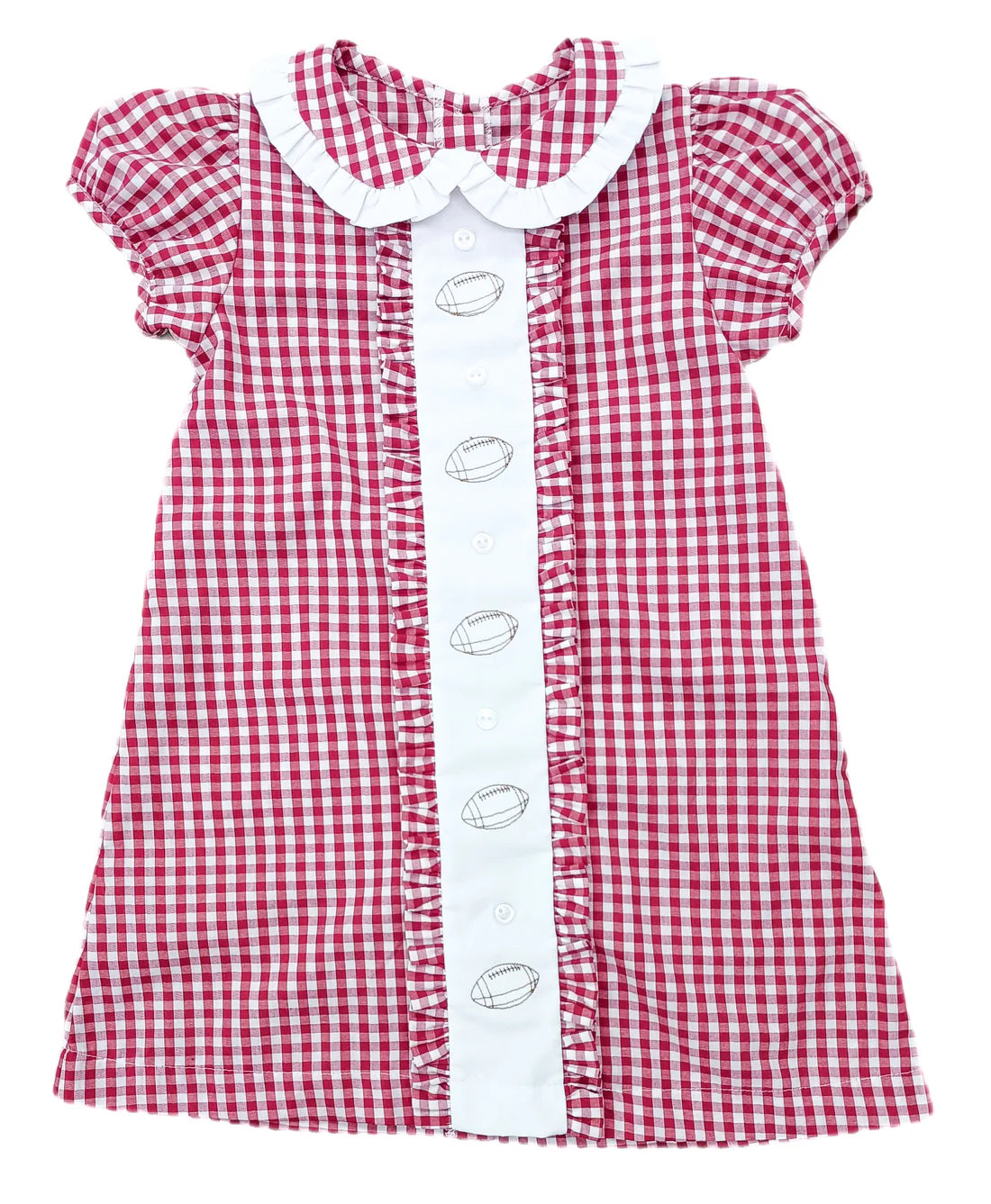 Red Gingham with Footballs Clare Dress-Game On