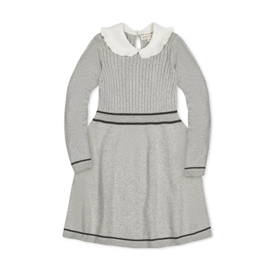 Gray Heather Cable Organic Peter Pan Collar Sweater Dress
