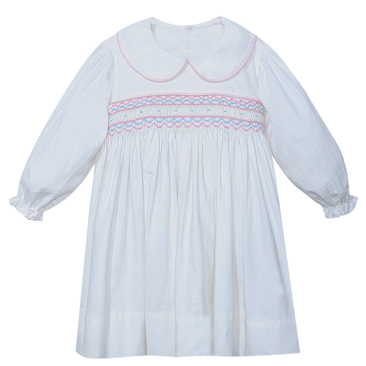 Cream with Pink and Blue Smocking Francis Dress