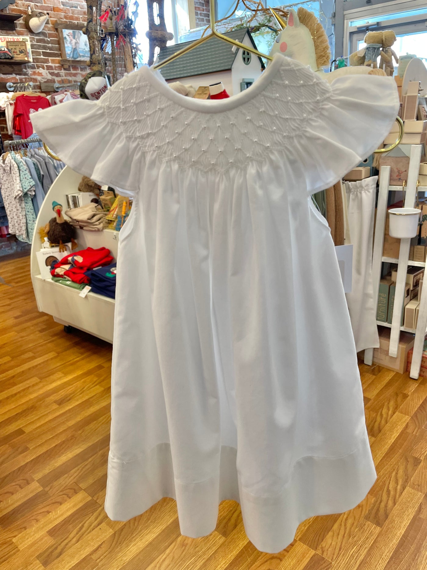 Catherine Pearl White Smocked Dress