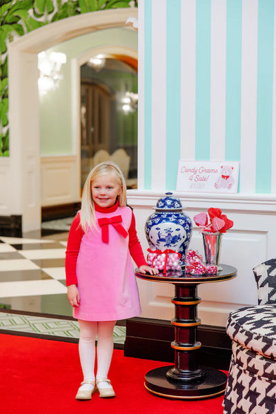 Hamptons Hot Pink Velveteen with Richmond Red Bow Jilly Jumper