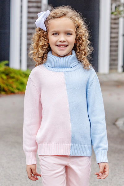 Beale Street Blue & Palm Beach Pink Colorblock Townsend Turtleneck