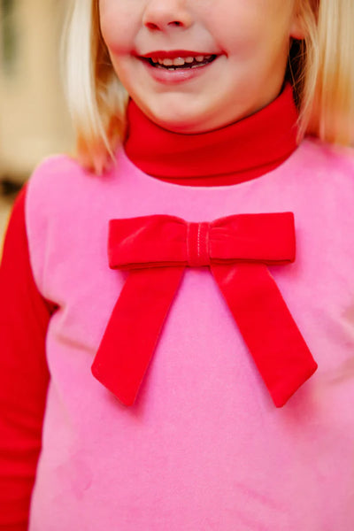 Hamptons Hot Pink Velveteen with Richmond Red Bow Jilly Jumper