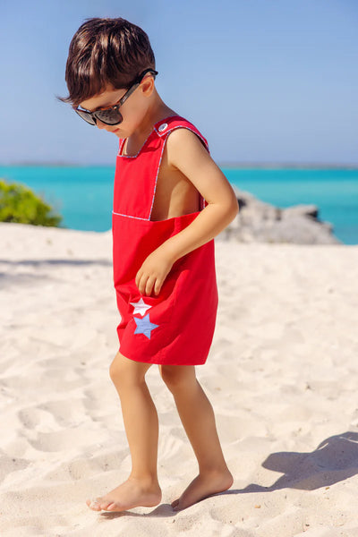 Richmond Red with Lawn Party Plaid & Stars Embroidery John Fitzgerald Jon Jon