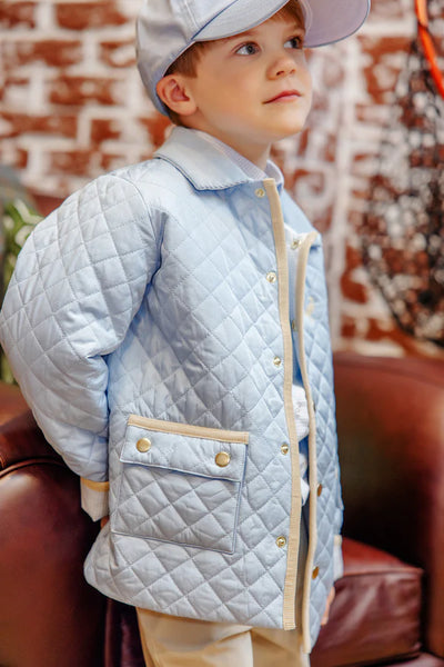 Barrington Blue with Barrington Blue Mini Windowpane Caldwell Quilted Coat