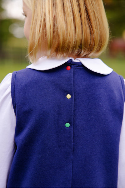 Nantucket Navy With ABC Applique Annie Apron Dress