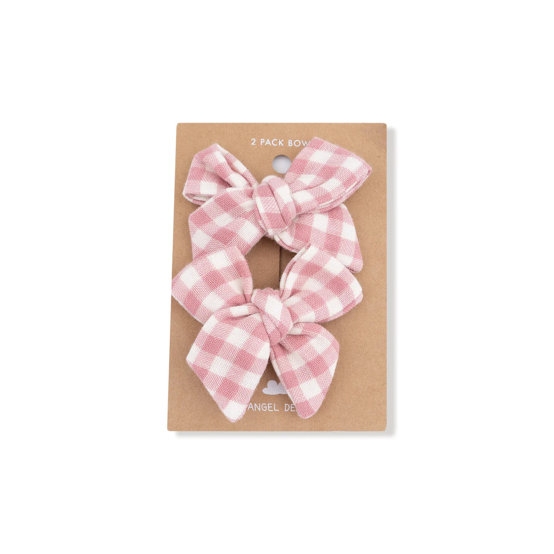 Rose Pink Plaid Bow 2pk