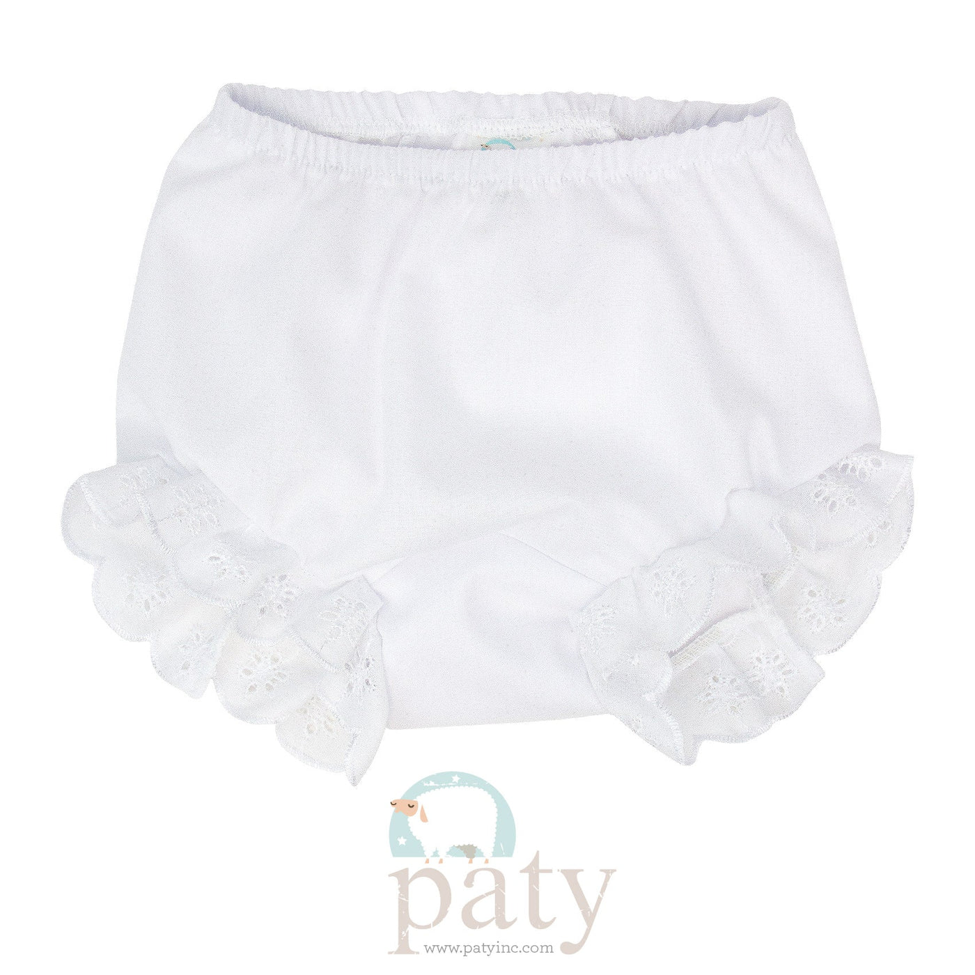 White Double Seat Diaper Cover with Eyelet (Monogram Included)