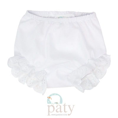 White Double Seat Diaper Cover with Eyelet (Monogram Included)