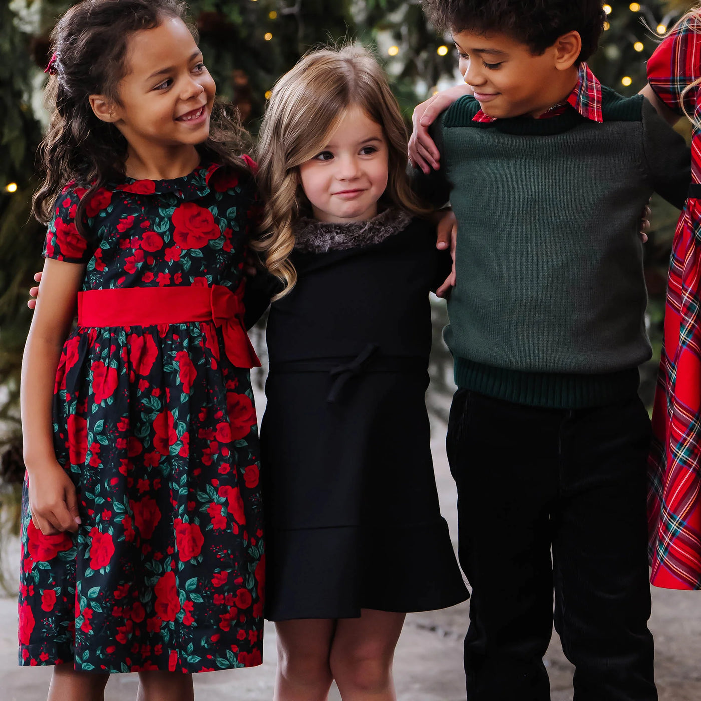Holiday Rose Ruffle Collar Party Dress