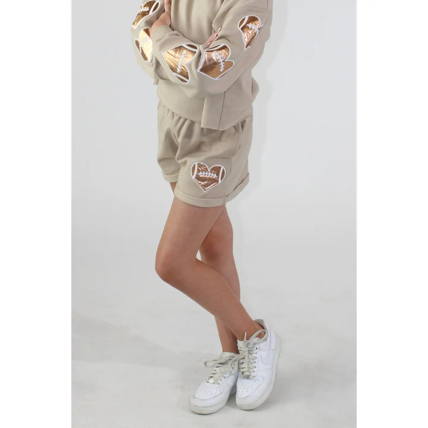 Football Heart Applique Shorts