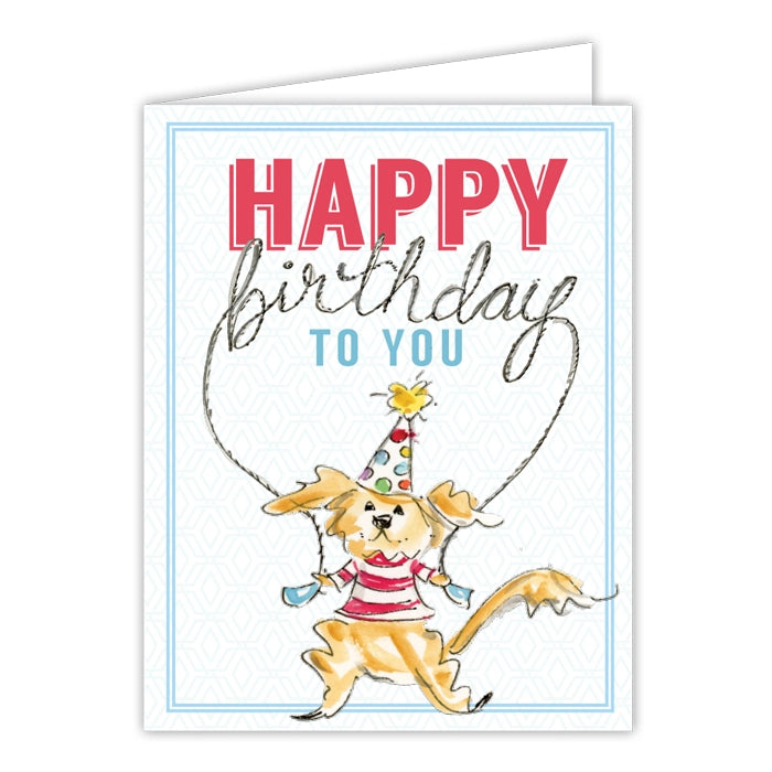 Happy Birthday To You Dog Jumping Rope Greeting Card