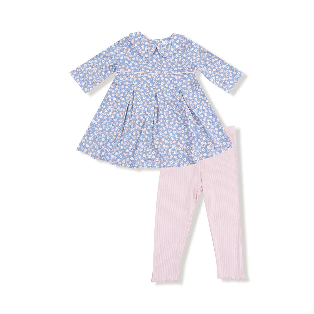 Country Calico Box Pleat Dress and and Legging Set