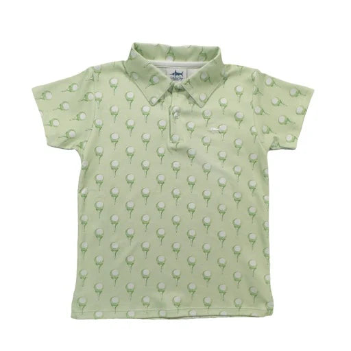 Green Golf Print Signature Pima Polo