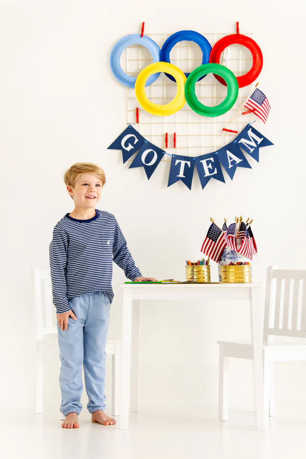 Barrington Blue & Nantucket Navy Stripe Long Sleeve Carter Crewneck