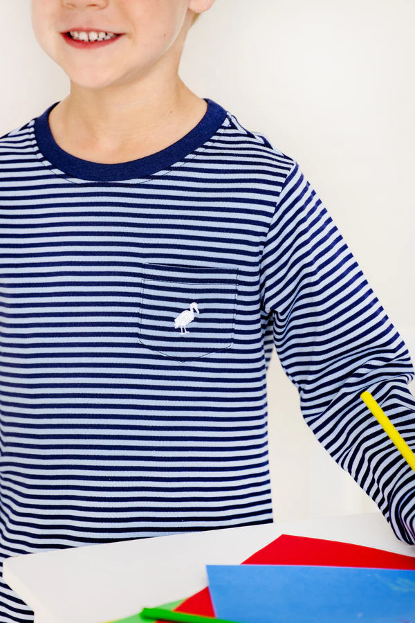 Barrington Blue & Nantucket Navy Stripe Long Sleeve Carter Crewneck