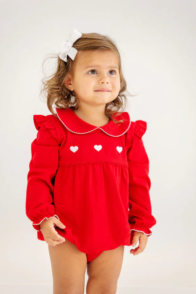 Richmond Red with Heart Embroidery Long Sleeve Biltmore Bubble