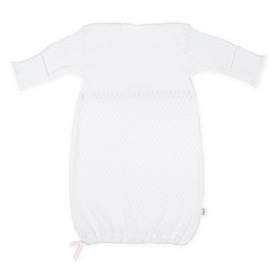 Overlap Shoulder Gown- White with Pink