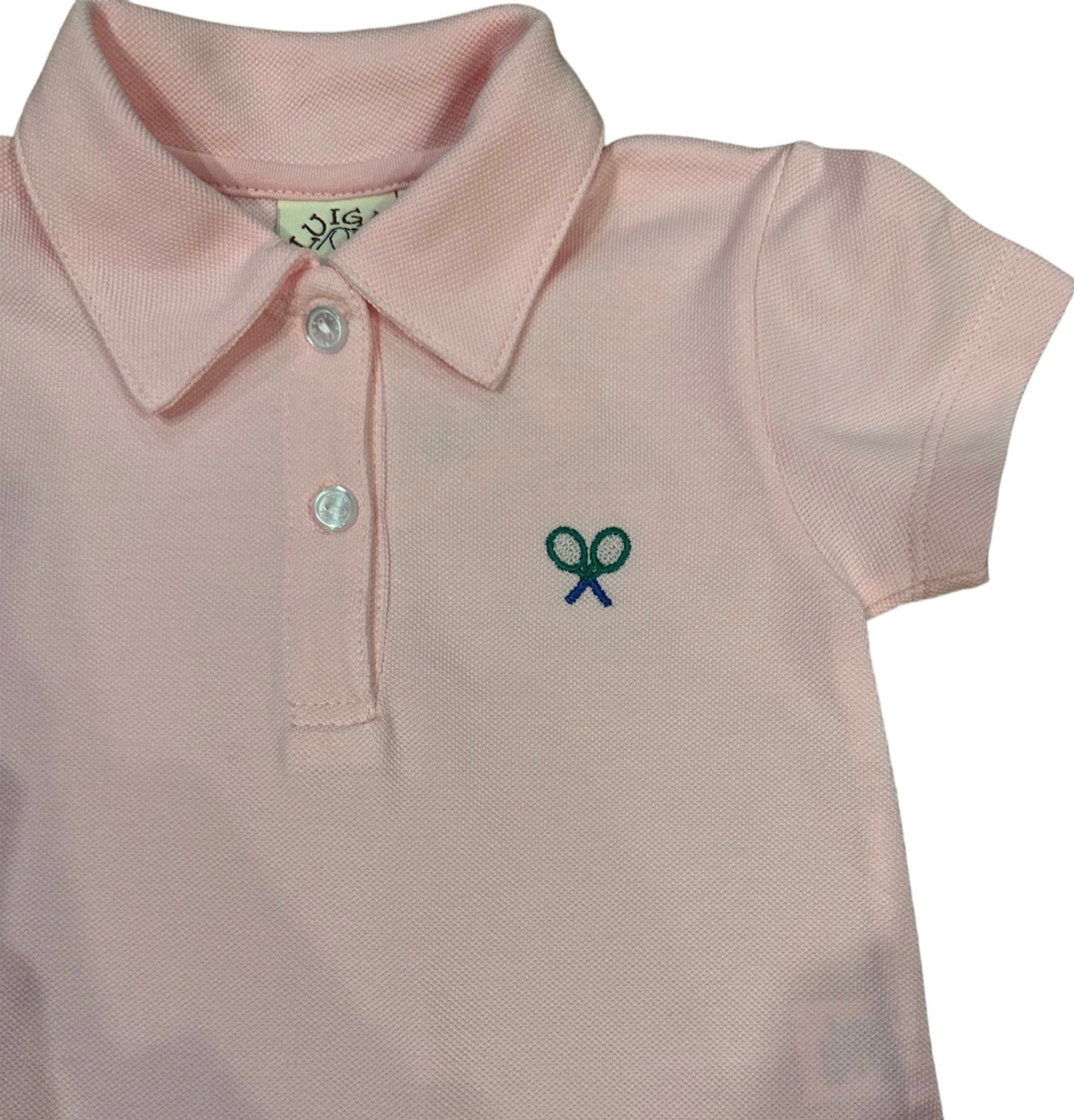 Pique Pink Polo Tennis Dress with Tennis Racquets Embroidery