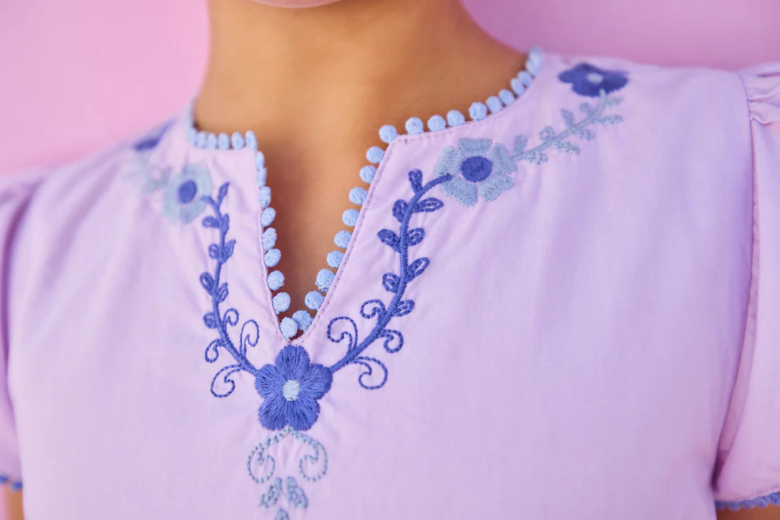 Positano Dress - Hydrangea Embroidery