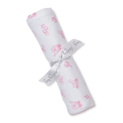 Printed Blanket - Vintage Toy Treasures - Light Pink