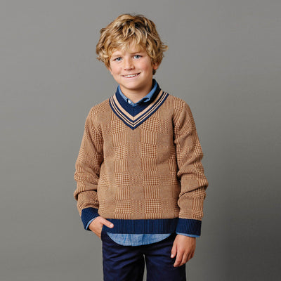 Brown Glen Plaid Organic Intarsia Cricket Sweater